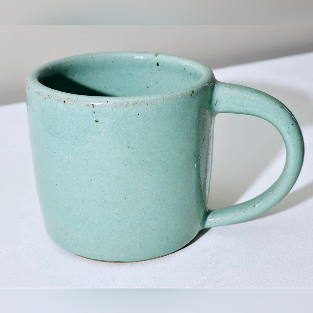 Robin's Egg Blue Pottery Mug Signed